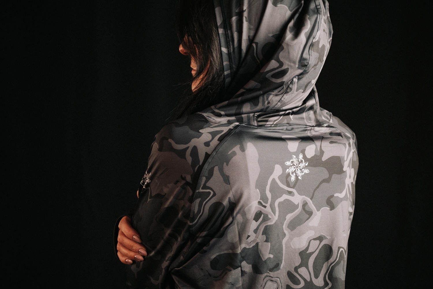 Giants fishing Funkční tričko s dlouhým rukávem UV50+Hoodie Camo Grey