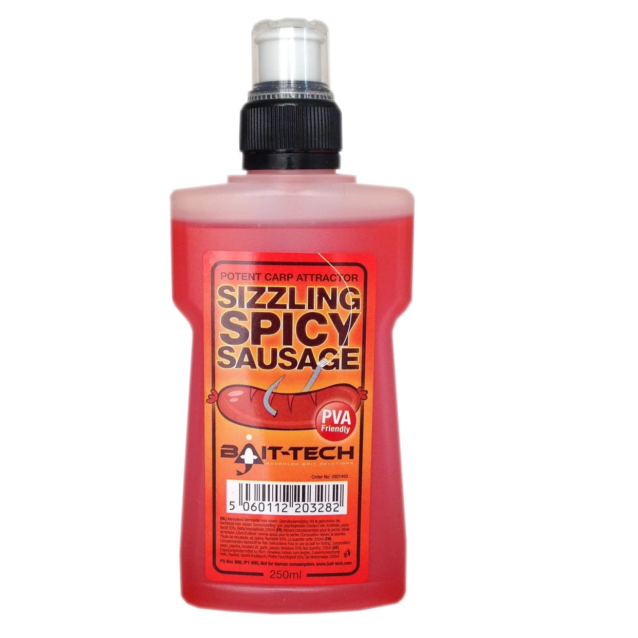 Bait-Tech Tekutá esence Liquid Sizzling Spicy Sausage 250ml