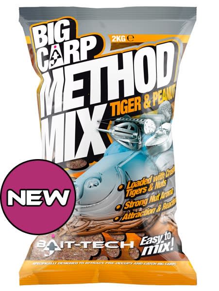 Bait-Tech Krmítková směs Big Carp Method Mix Tiger & Peanut 2kg