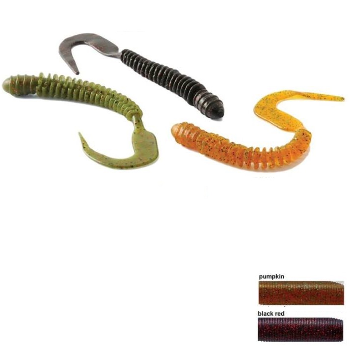 Rapture Ribbed Curly Tail 15 cm 10 ks - Black&Red