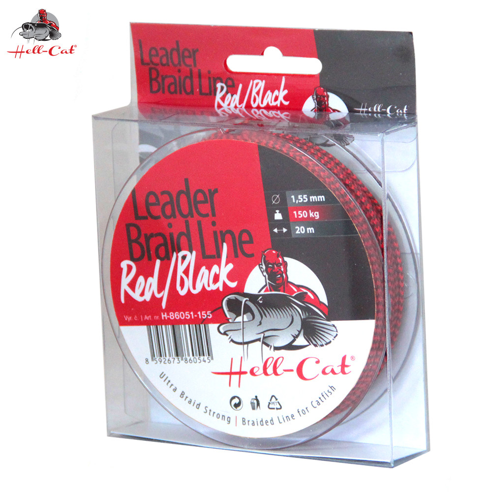 Splétaná šňůra Hell-Cat - Leader Braid Line Red/Black 20m|1.55mm/150kg