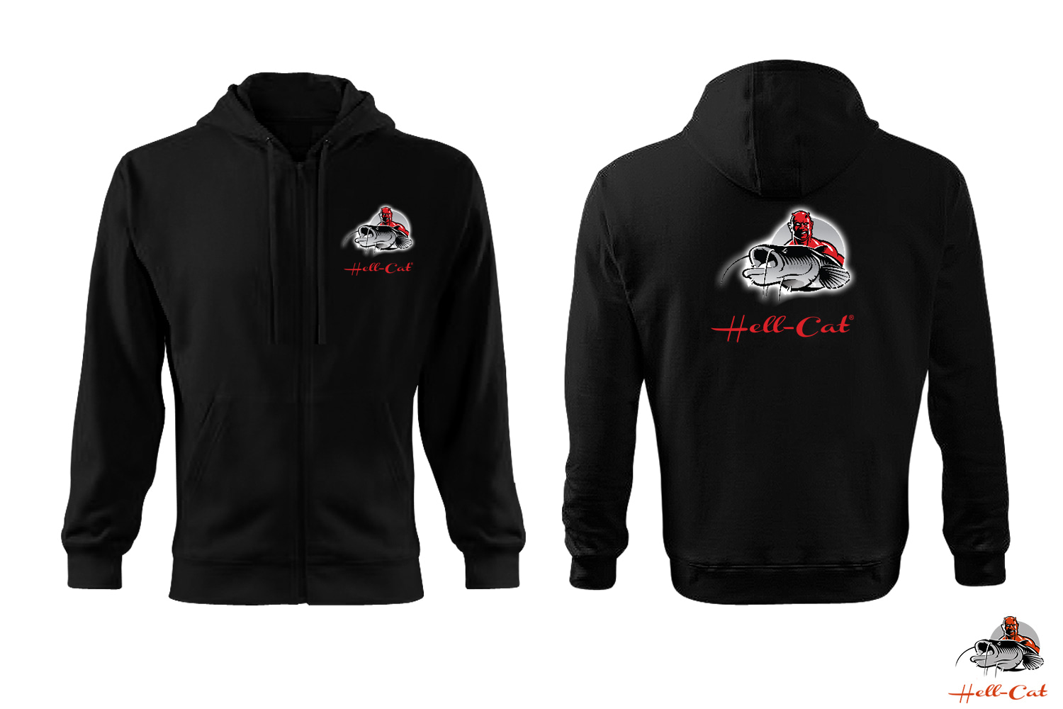 Hell-Cat mikina černá s kapucí a zipem|L