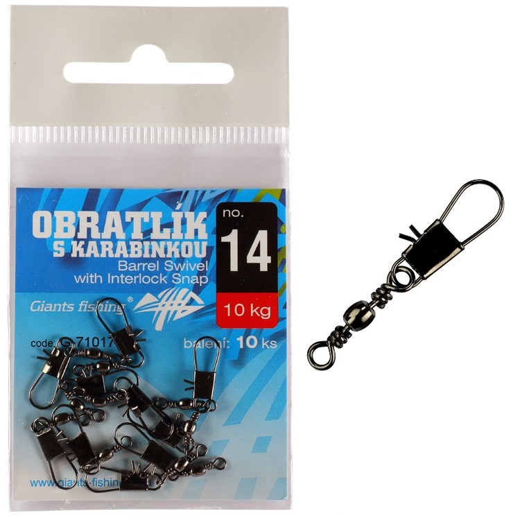 Fotografie Giants fishing Obratlík s karabinkou Barrel Swivel with Interlock Snap no.12/12kg/10ks