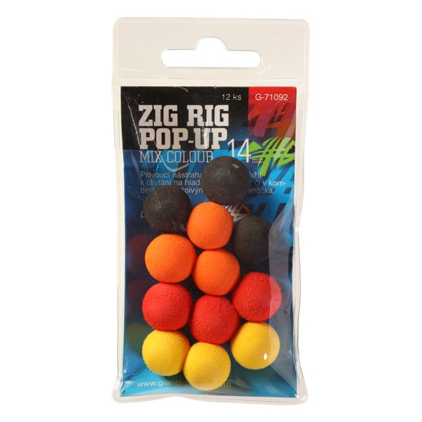 Giants fishing Pěnové plovoucí boilie Zig Rig Pop-Up 14mm mix color,12ks