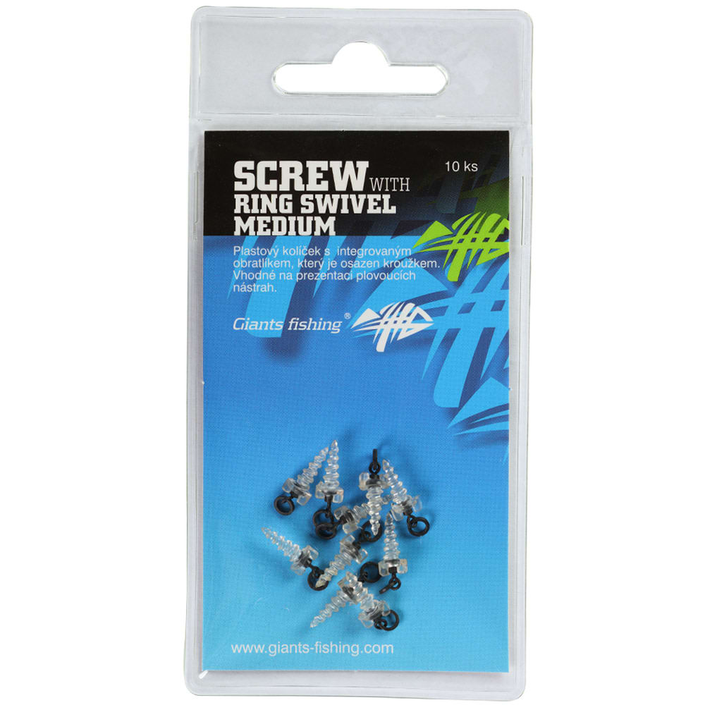 GIANTS FISHING Kolíček s obratlíkem a kroužkem Screw with Ring Swivel Medium 10ks