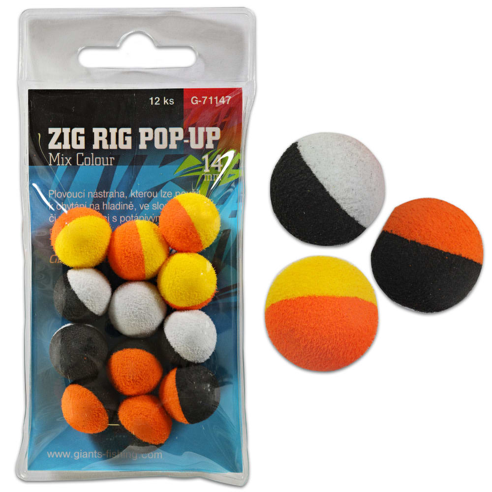 Legebő hab Zig-Rig bojli Zig Rig Pop-Up mix colour 14mm, 12db