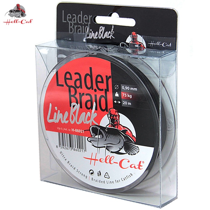 Fotografie Hell-Cat Splétaná návazcová šňůra Leader Braid Line Black 20m|1.40mm/125kg