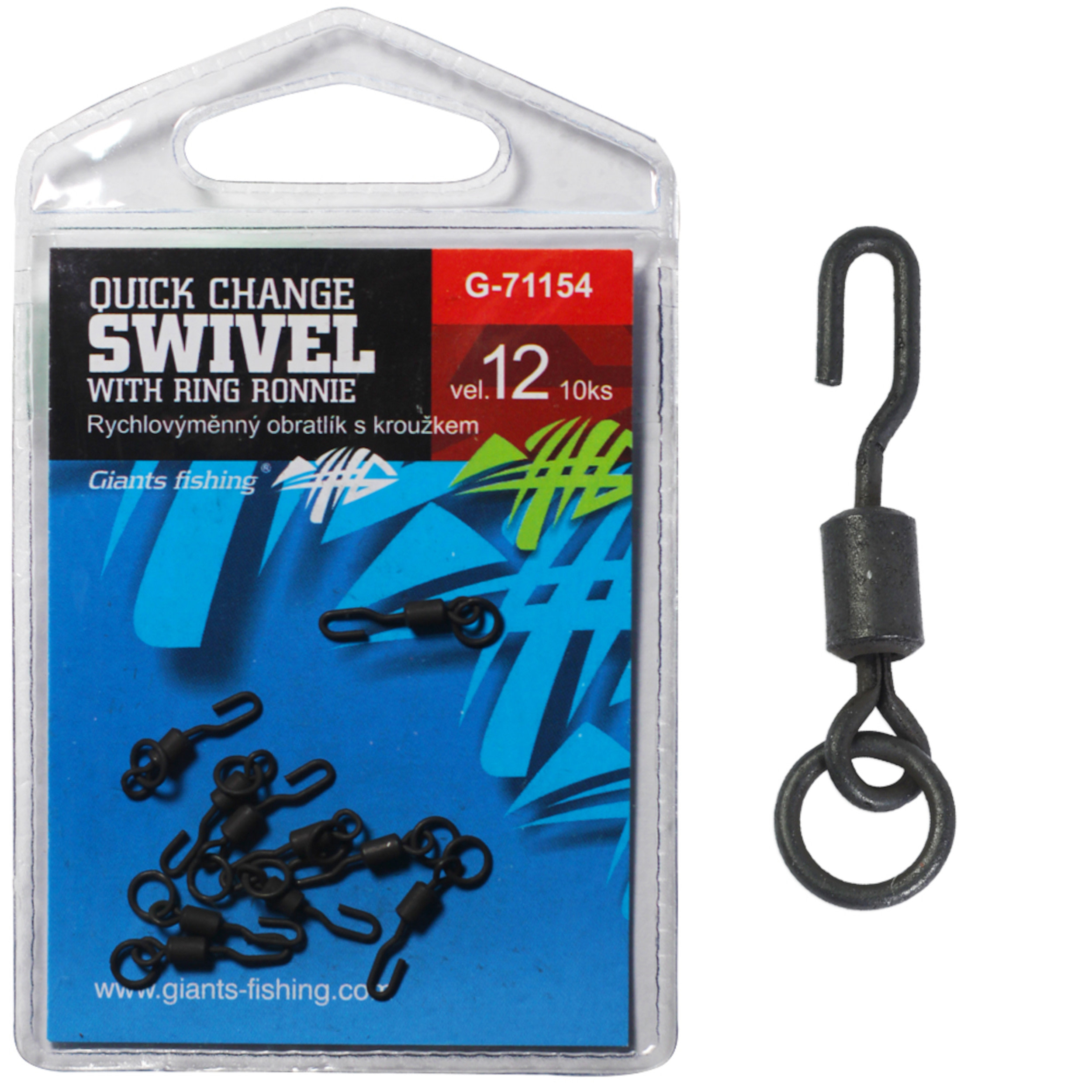 GIANTS FISHING Rychlovýmenný obratlík s krúžkom Quick Change Swivel with Ring Ronnie, veľ.12 (10ks)