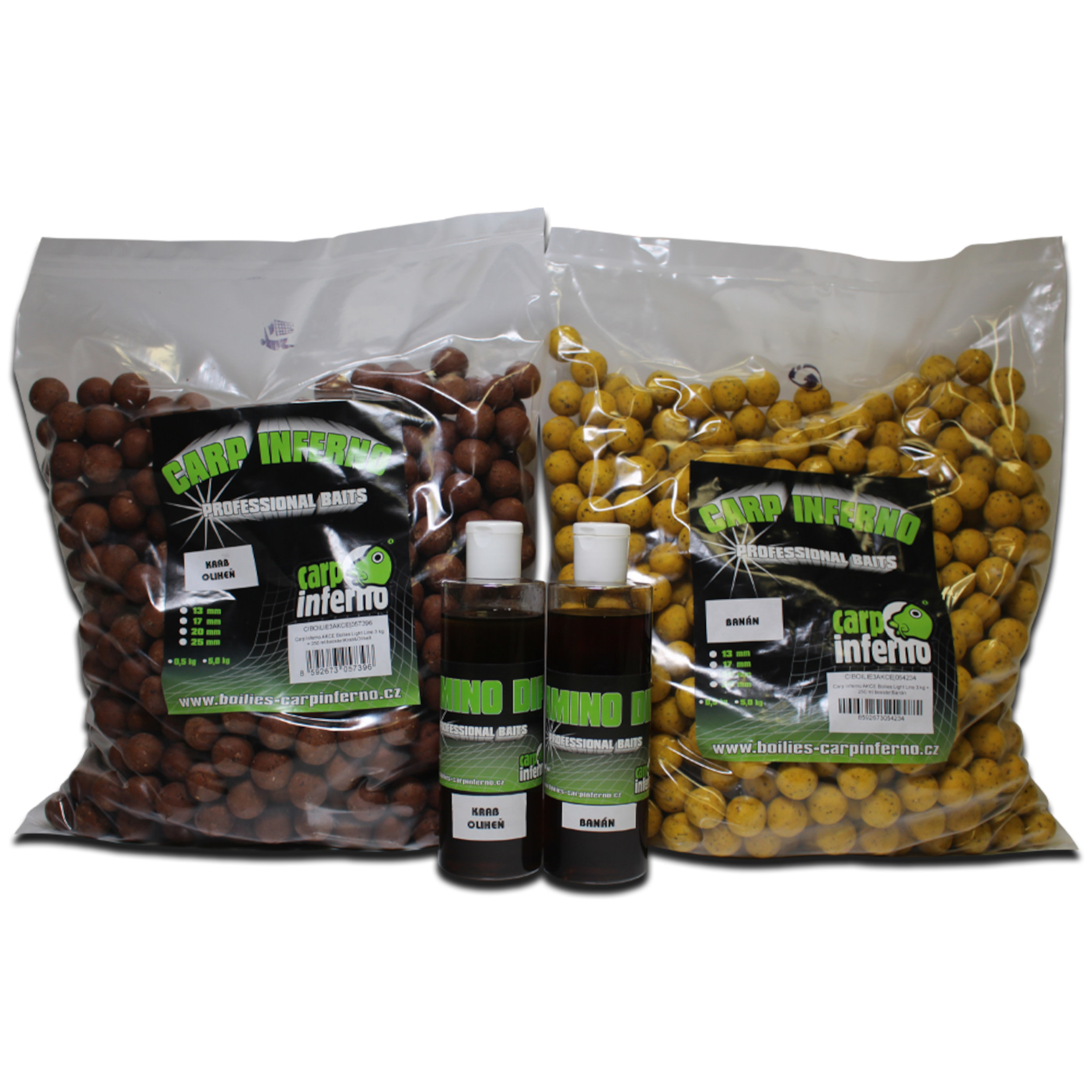 Carp Inferno AKCE Boilies Light Line 3 kg + 250 ml Booster|Krab/Oliheň