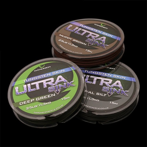 GARDNER Pletená šnúra - Ultra Sink Tungsten 15m|25lb (11,3 kg) Natural Silt