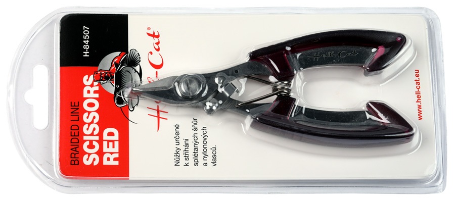 Fotografie Hell-Cat Nůžky Scissor for braided line-S/S Claret-red