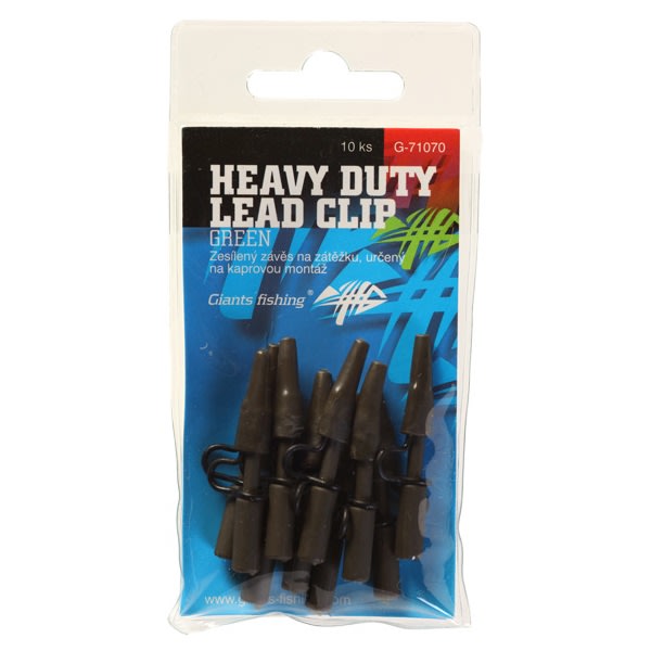 GIANTS FISHING Bočný záves kovový Heavy Duty Lead Clip Green (10ks)