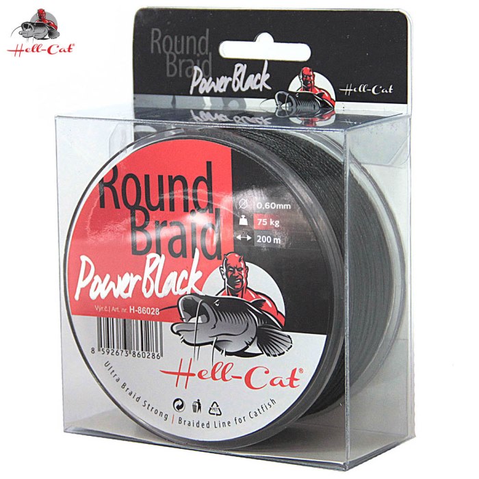 Hell-Cat Hell-Cat Splétaná šňůra Round Braid Power Black 200m|0,80mm, 100kg