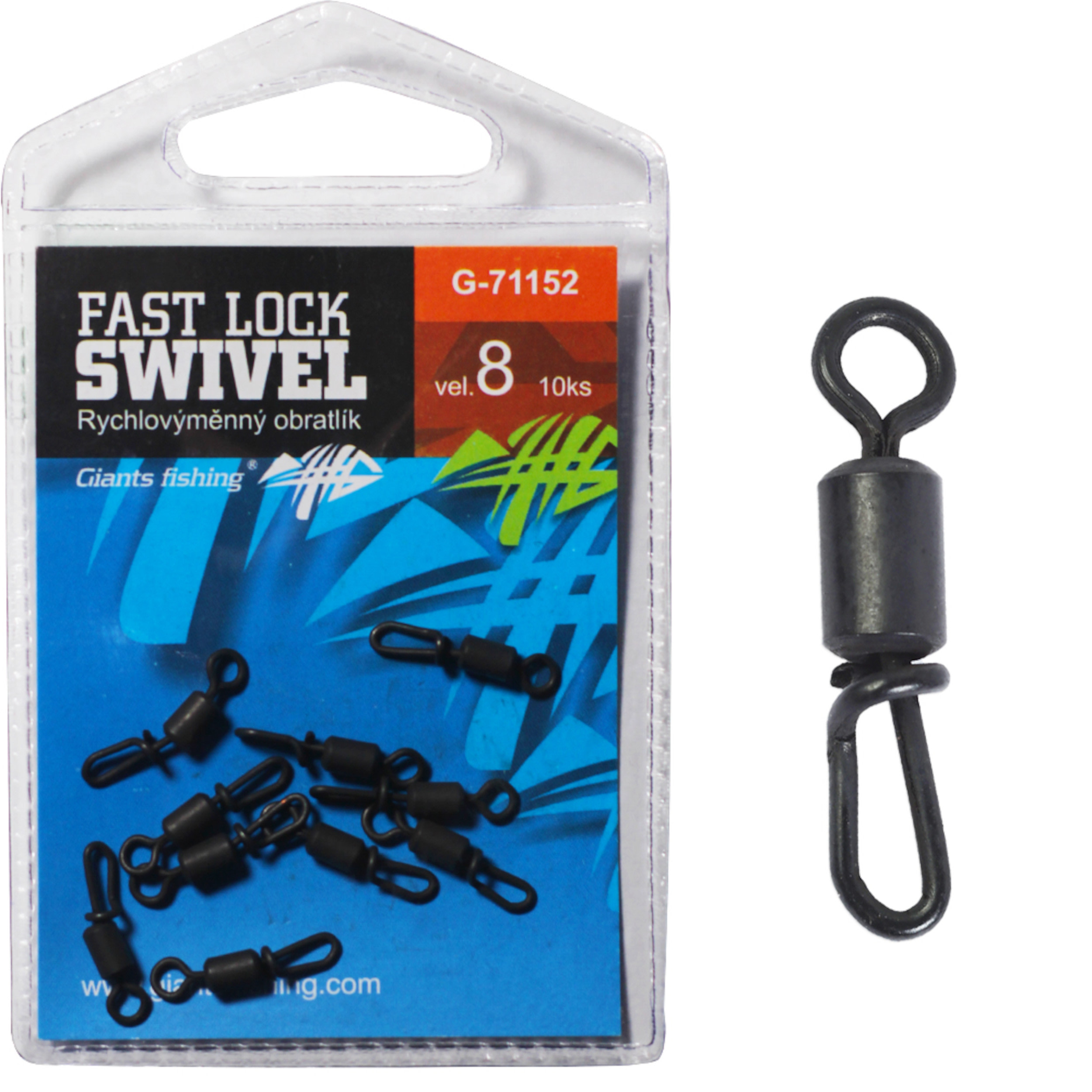 GIANTS FISHING Rychlovýmenný obratlík Fast Lock Swivel, veľ.8 (10ks)