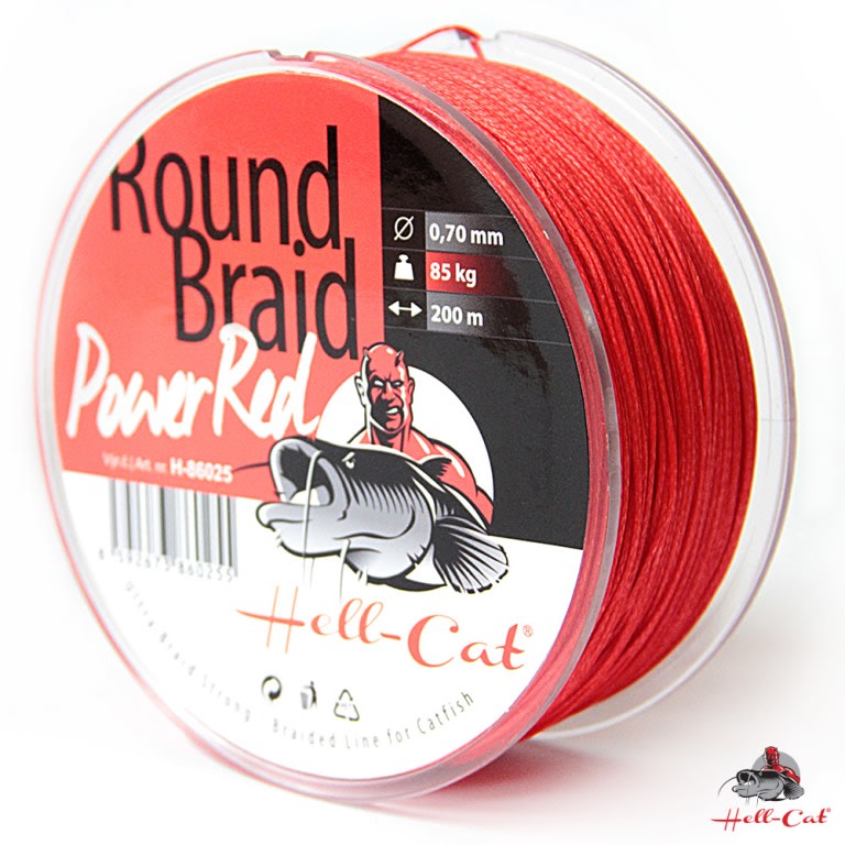 HELL-CAT Pletená šňúra - Round Braid Power Red 1000m|0,70mm (85,0kg)