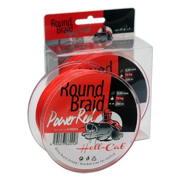 Hell-Cat Splétaná šňůra Round Braid Power Red 200m