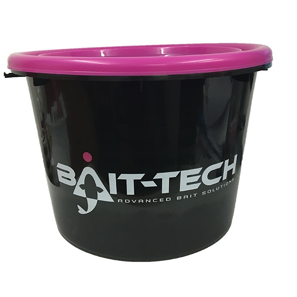 Bait-Tech Kbelík s víkem Groundbait Bucket and Lid - černý/růžový