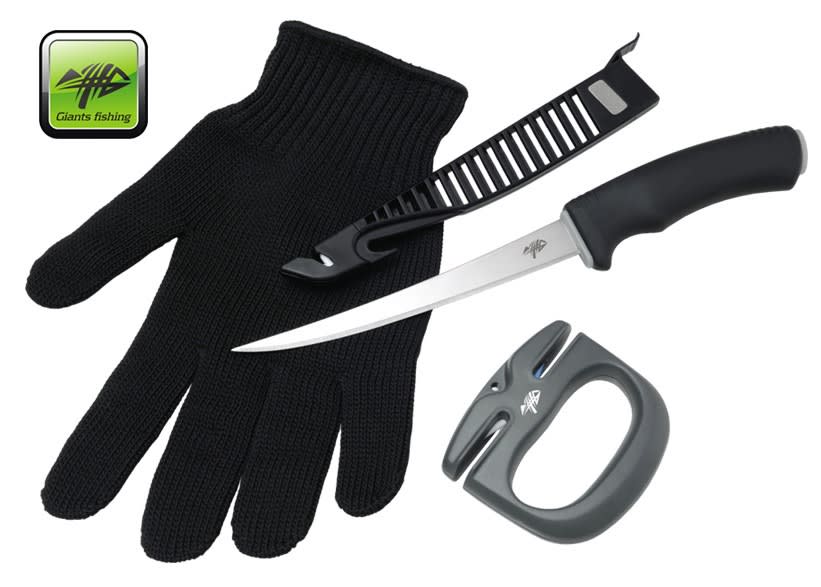 Set of fillet knife, glove and sharpener Combo Fillet
