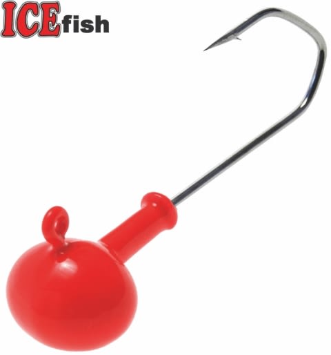 Ice Fish Jig Rugby bal - Fluo červená 40 g vel. 6/0
