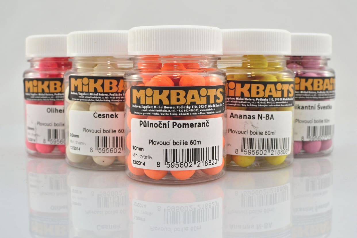 Mikbaits Plovoucí fluo boilie 60 ml 10 mm - Česnek