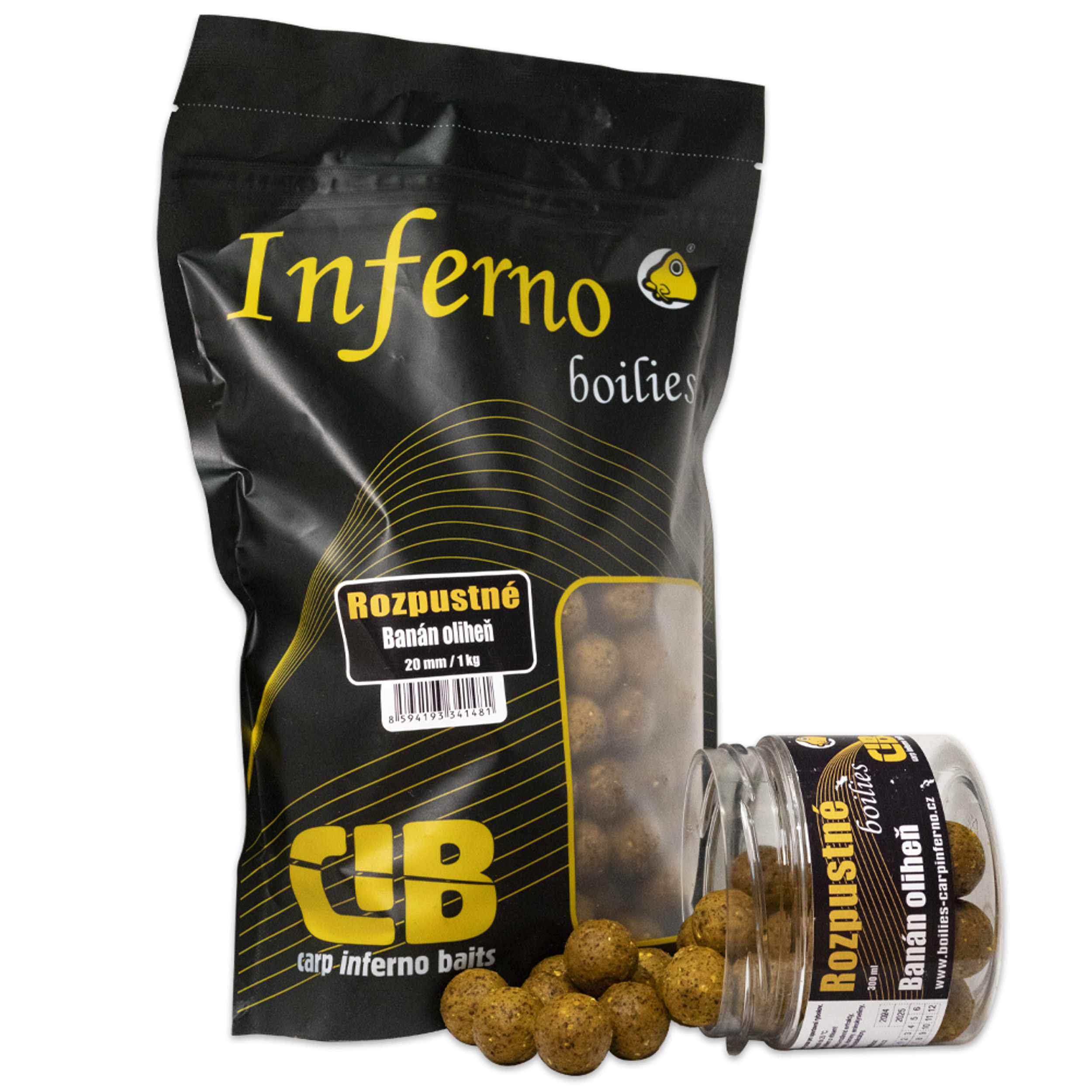 Carp Inferno Rozpustné Boilies Nutra Line Banán/Oliheň|20 mm 1 kg