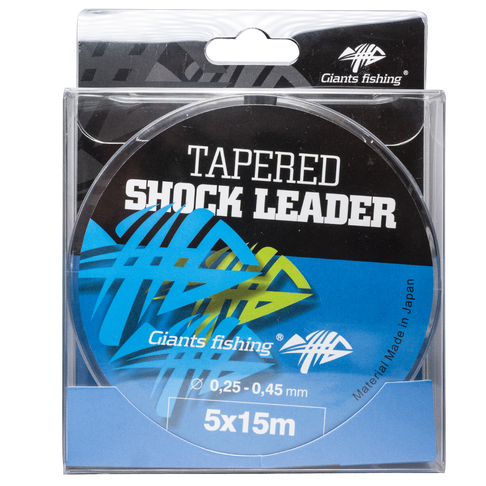 Giants fishing Ujímaný šokový vlasec Tapered Shock Leader 5 x 15 m / 0,25 - 0,45