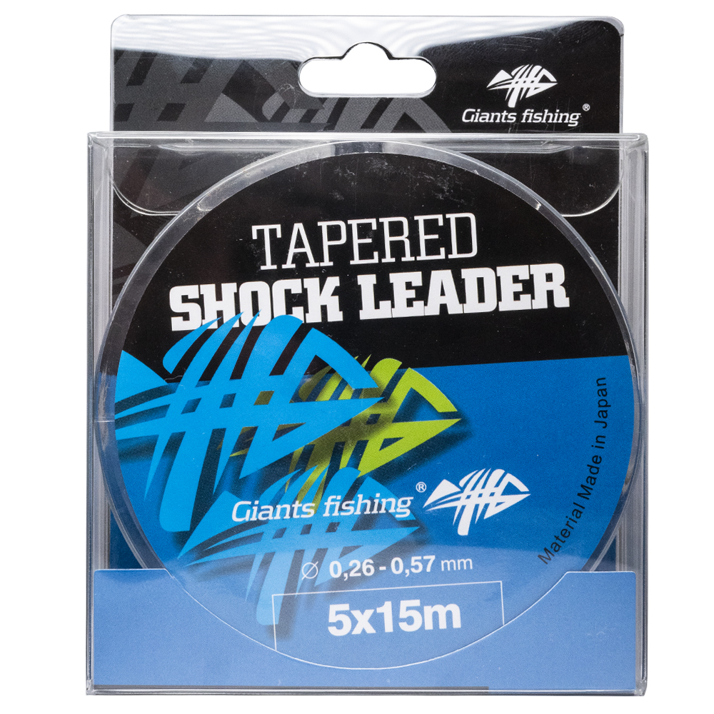 Giants fishing Ujímaný šokový vlasec Tapered Shock Leader 5 x 15 m / 0,26 - 0,57