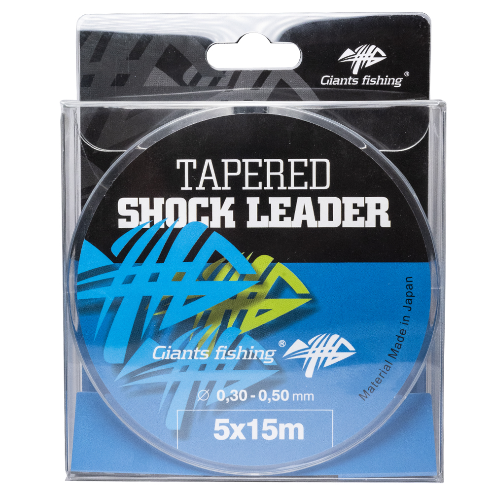 Giants fishing Ujímaný šokový vlasec Tapered Shock Leader 5 x 15 m / 0,30 - 0,50