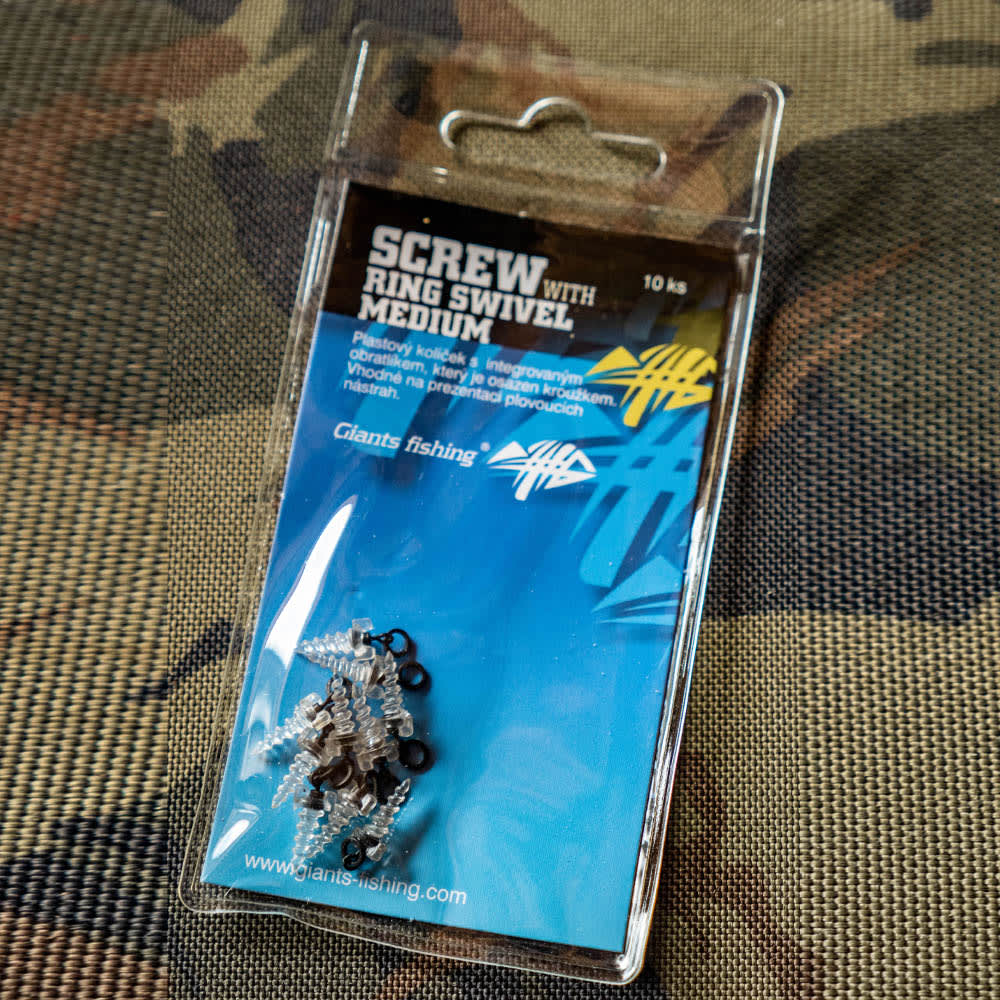 GIANTS FISHING Kolíček s obratlíkem a kroužkem Screw with Ring Swivel Medium 10ks