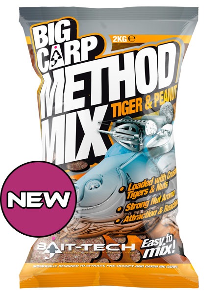 Bait-Tech krmítková směs Big Carp Method Mix Tiger & Peanut 2 kg