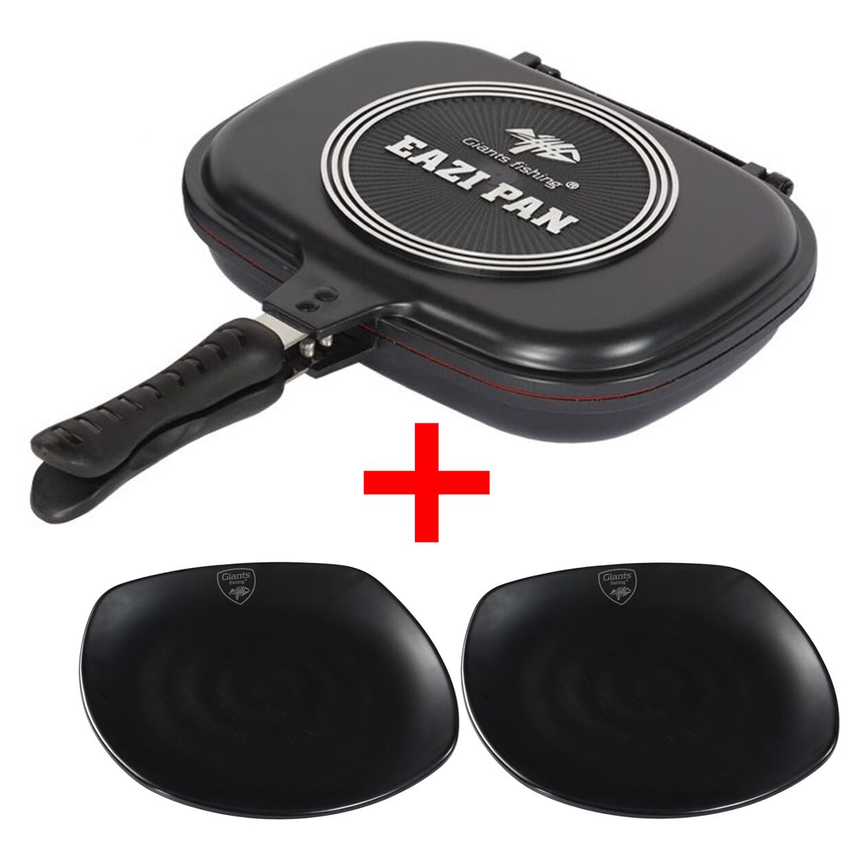 Giants fishing Akční set Pánev na vaření Eazi Medium + 2x Talíř Plate Black Large!