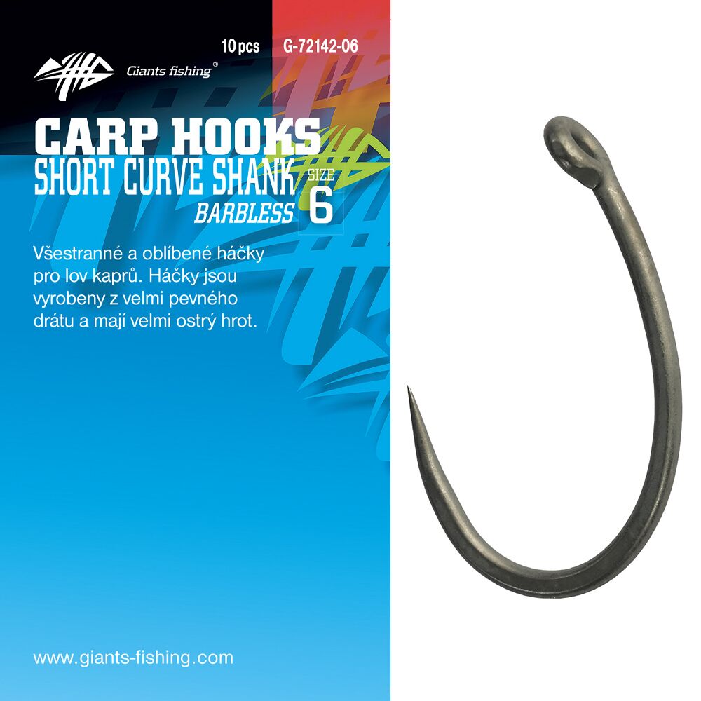 Giants fishing Háček s očkem bez protihrotu Short Curve Shank 10ks