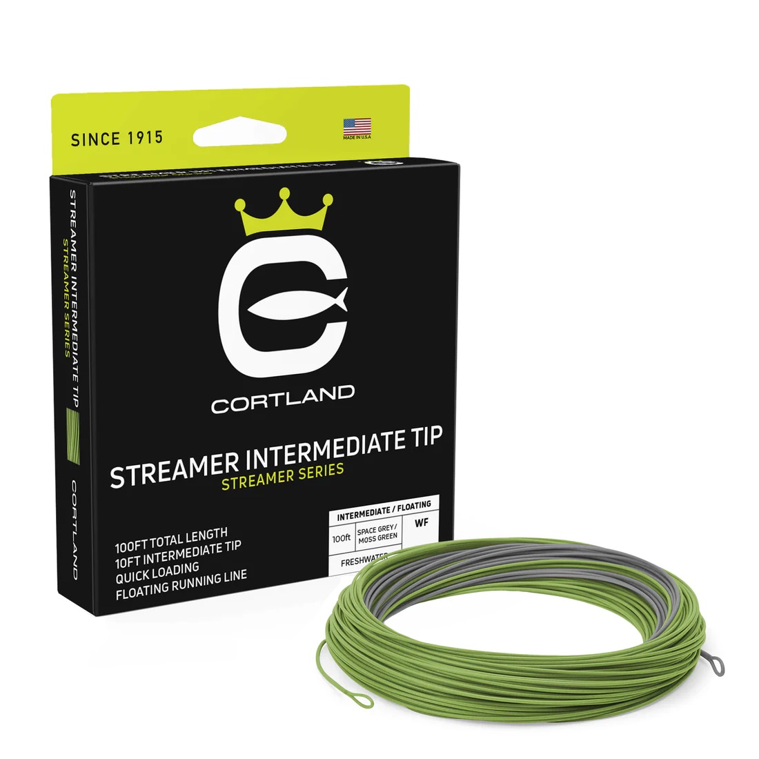 Cortland Cortland muškařská šnůra Streamer Intermediate Tip Space Grey/Moss Green|WF6I 100ft