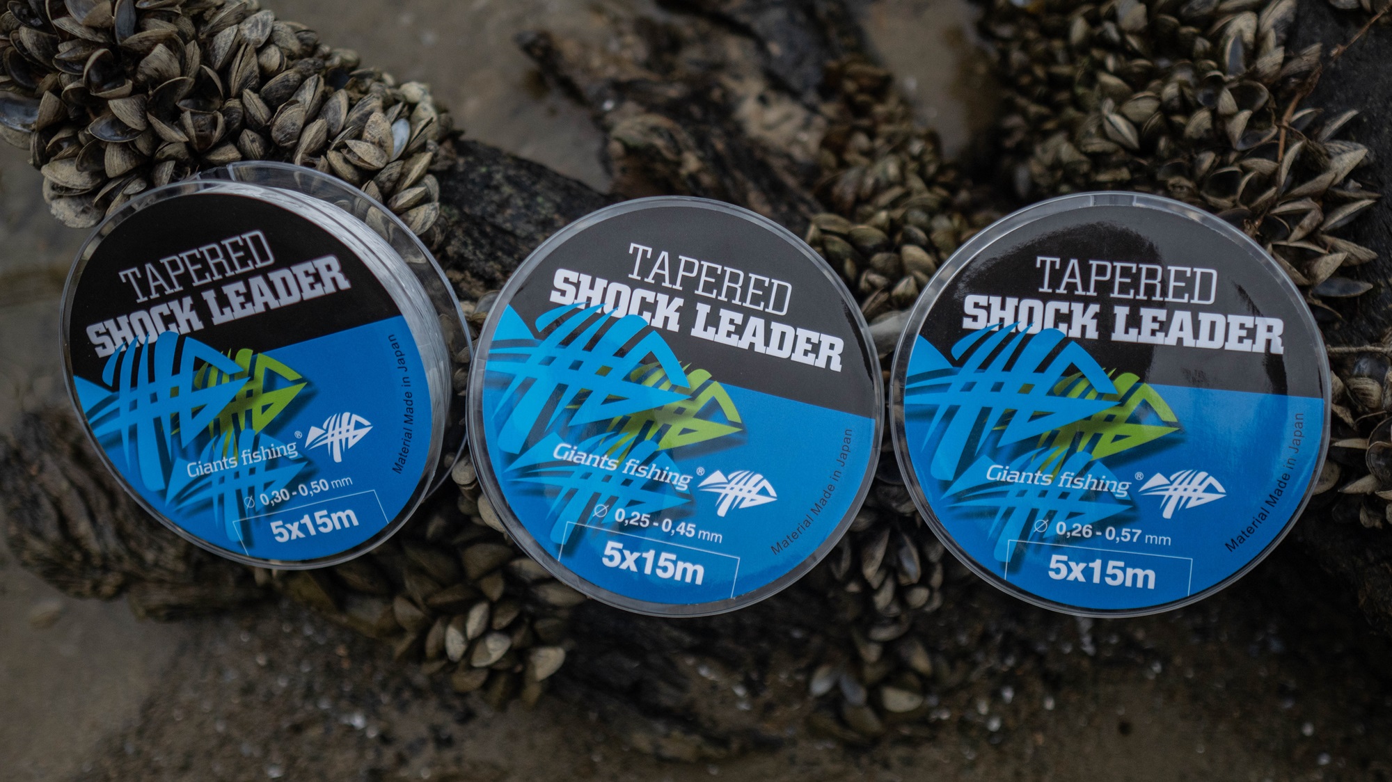 Giants fishing Ujímaný šokový vlasec Tapered Shock Leader 5 x 15 m / 0,26 - 0,57 mm