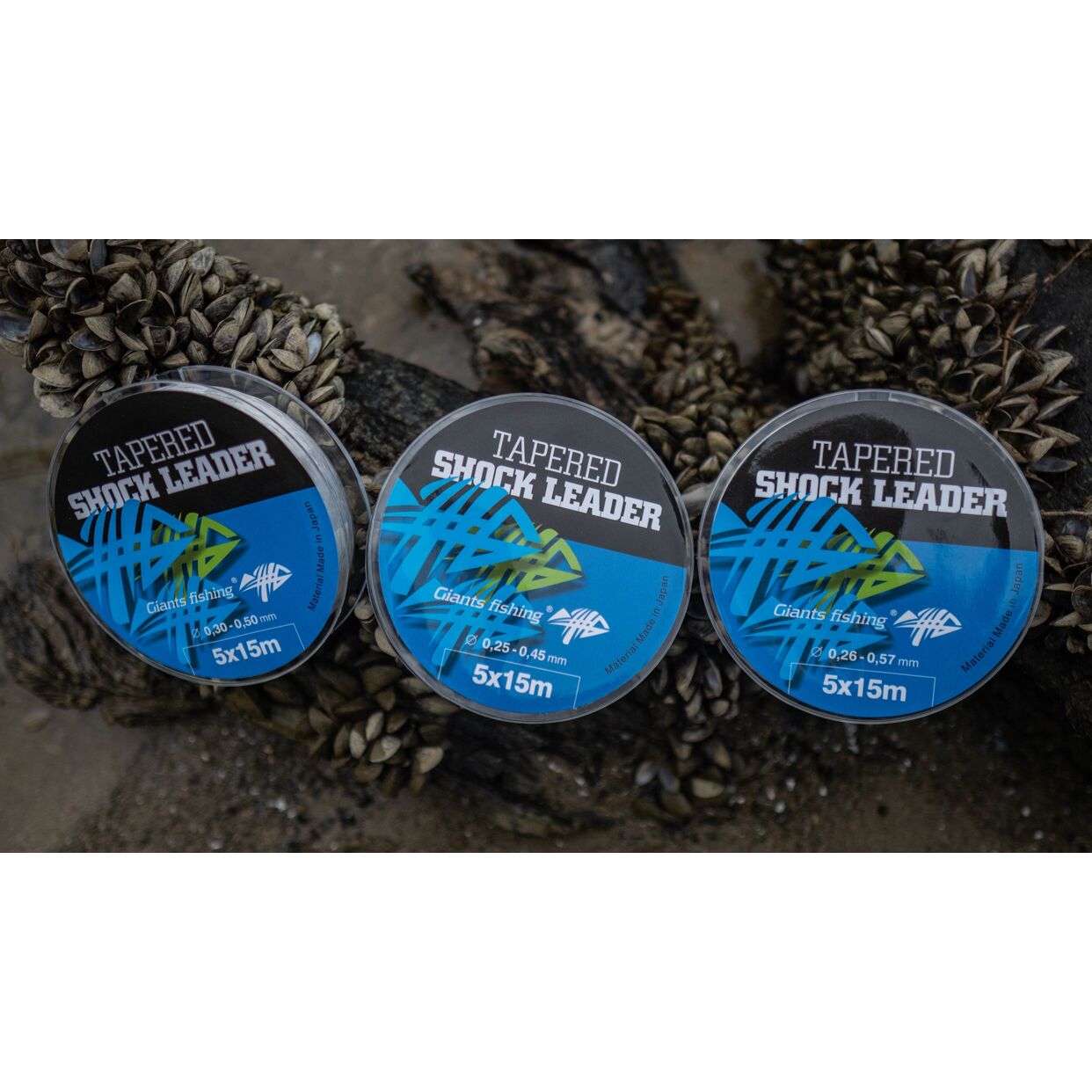 Giants fishing Ujímaný šokový vlasec Tapered Shock Leader 5 x 15 m / 0,26 - 0,57 mm