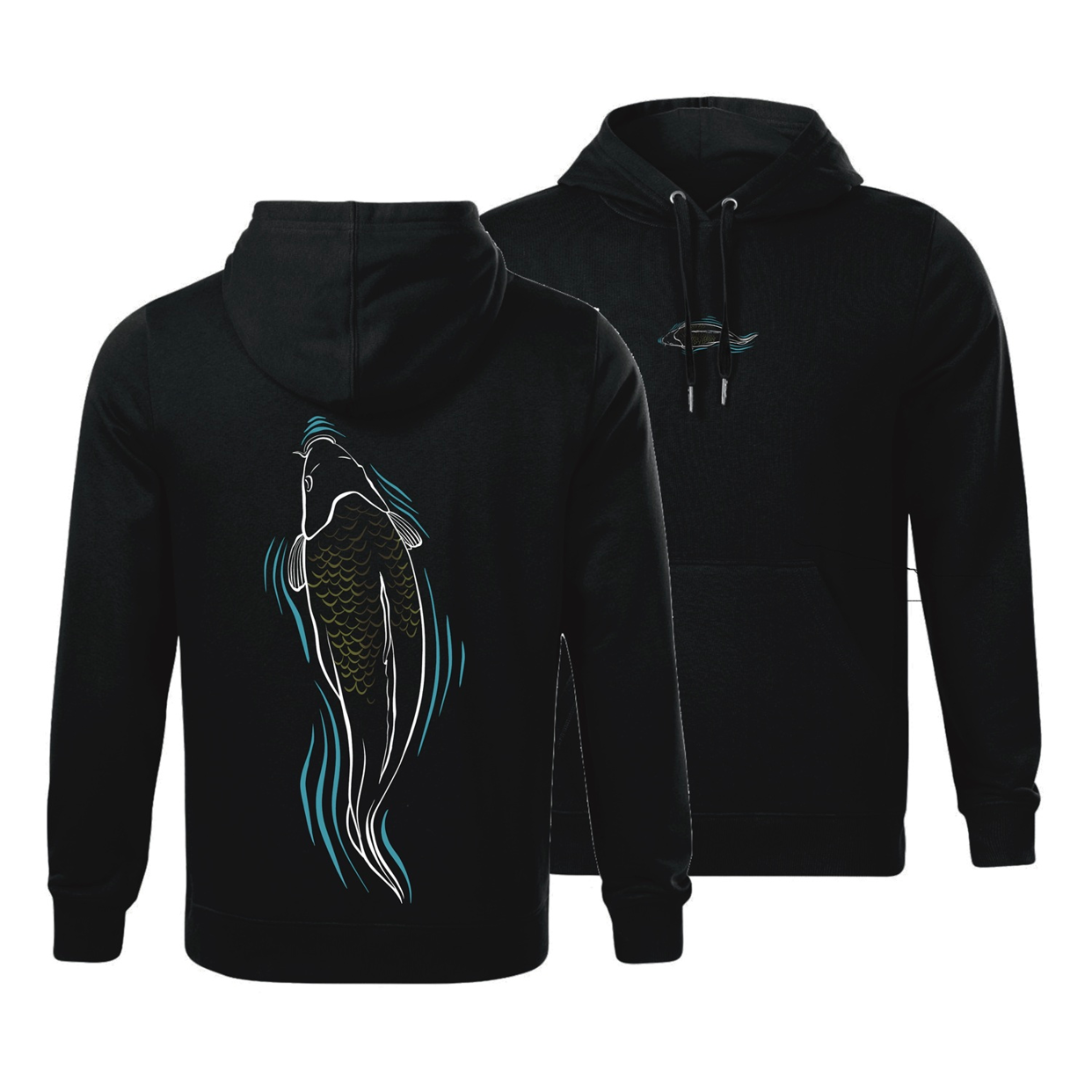 Giants Fishing Mikina pánská černá Kapr u hladiny