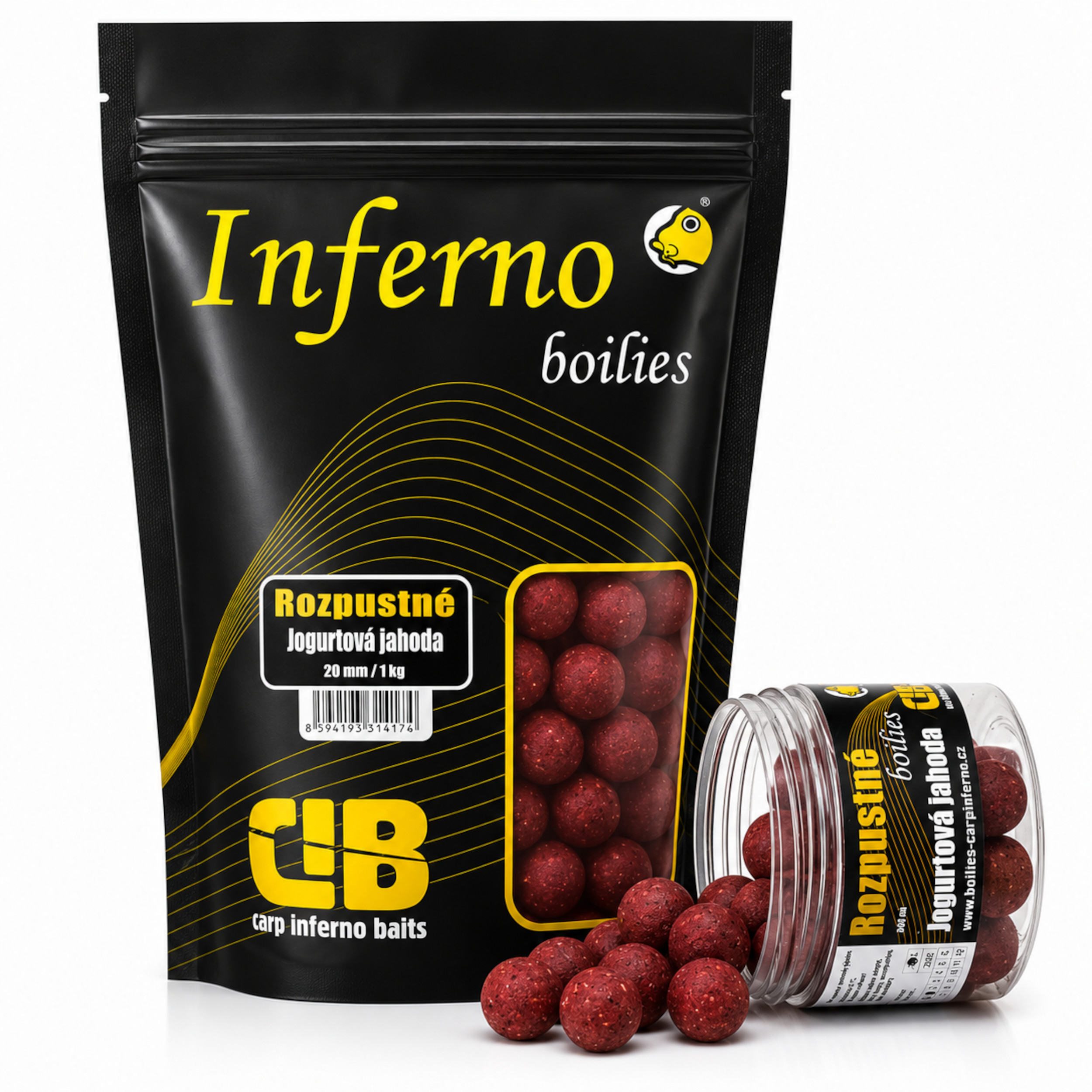 Carp Inferno Rozpustné Boilies Nutra Line Jogurtová Jahoda|20 mm 1 kg