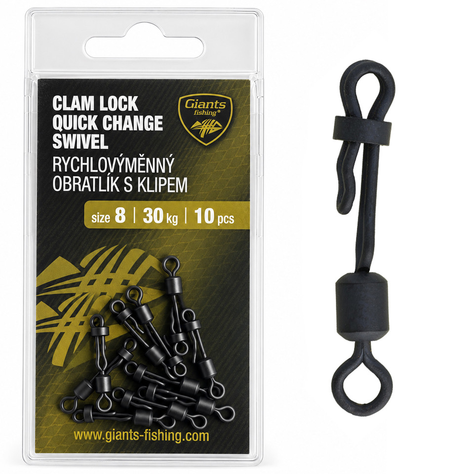 Giants fishing Rychlovýměnný obratlík s klipem Clam Lock Quick Change Swivel vel.8/30kg